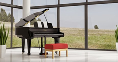 piano inside a nice living room