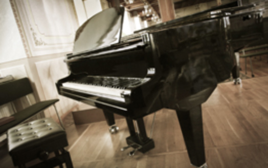 grand piano in a living room