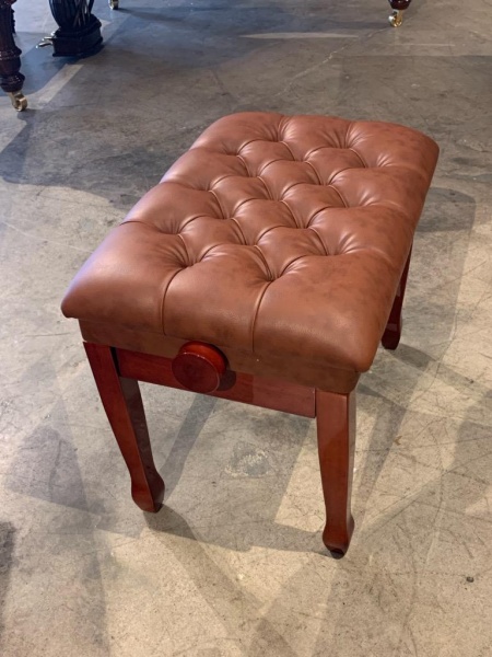 Artist's Piano Bench with Adjustable Height - Polished Mahogany